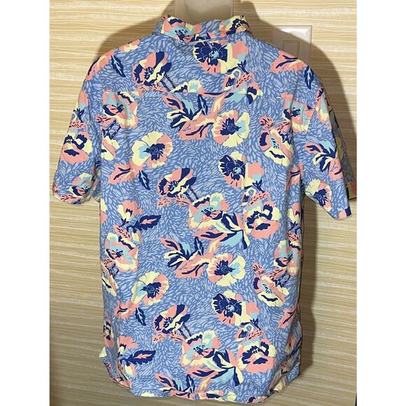 Nautica Blue Sail Men's Classic Fit Stretch Neon & Blue Hawaiian Shirt XL 0595 - Picture 5 of 6